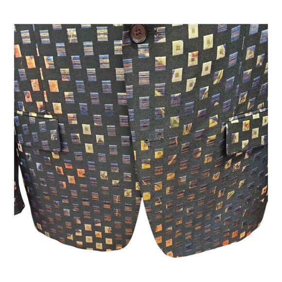 MEN'S EJ SAMUEL MULTI SQUARE COLOR ABSTRACT PATTERN COAT. J25 - Picture 4 of 7